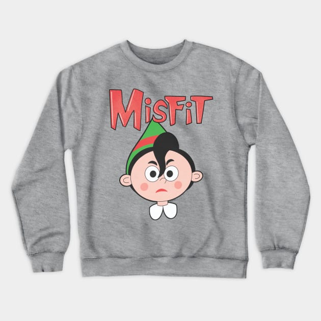 Misfit Elf 3 Red and Green Crewneck Sweatshirt by LeMae Macabre